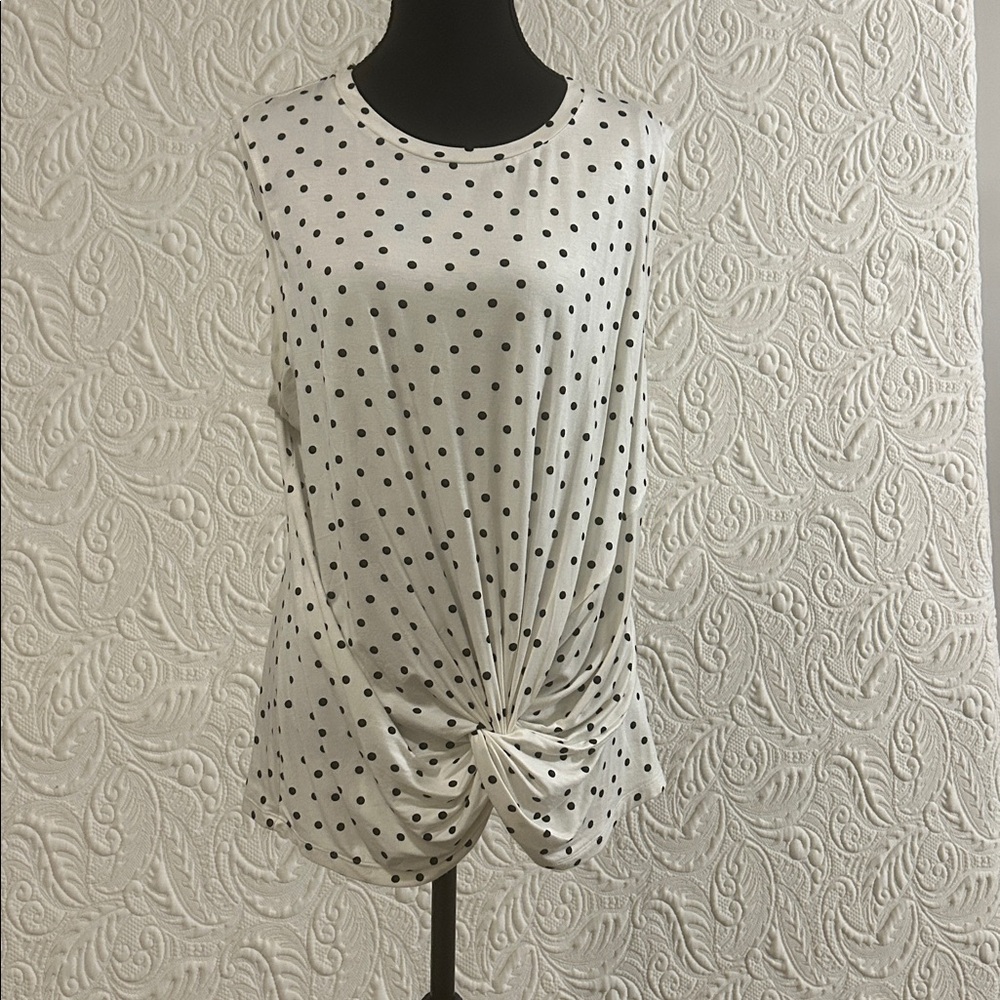 White Polka Dot Sleeveless Top